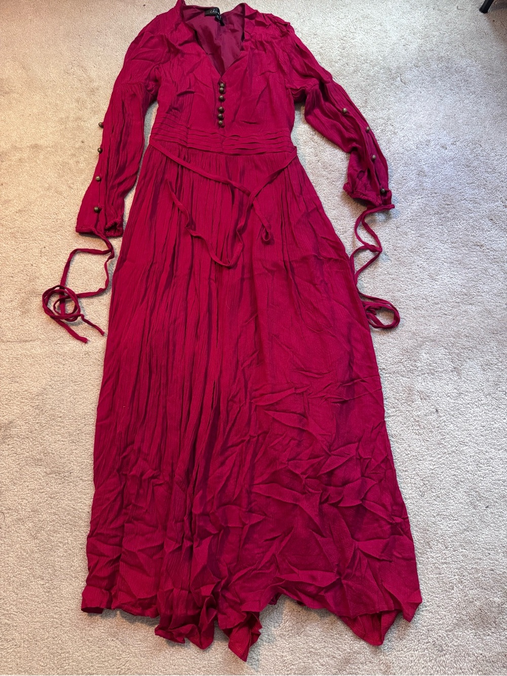 Women’s Long Sleeve Red Maxi Dress